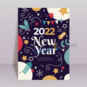 2022矢量新年手绘海报